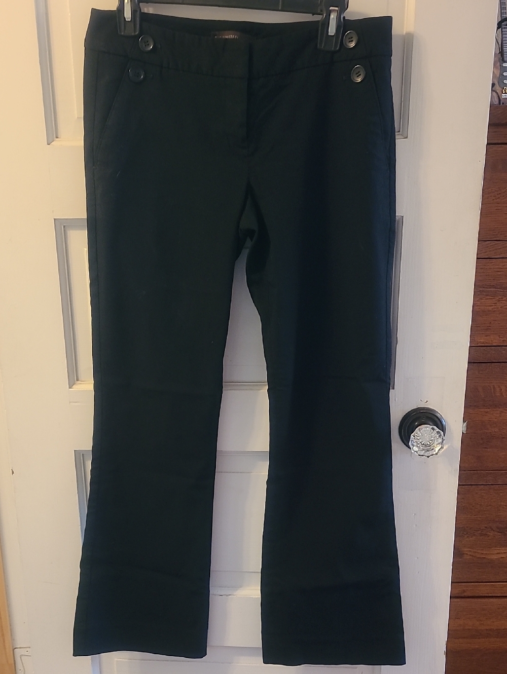 The Limited Crew Fit Black Button-Waist Flare Leg Pants